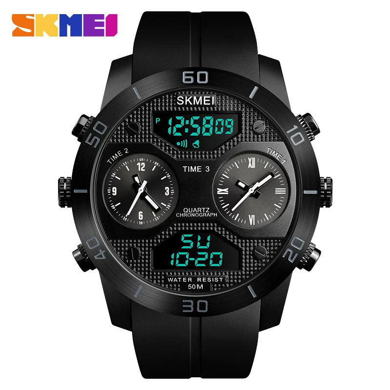 buy Mens Watches 50m Waterproof Outdoor LED Digital Sports Watch Men Dual Display Quartz Wristwatch Man Clock reloj hombre SKMEI