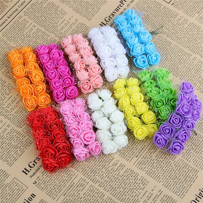 

12pcs/lot Simulation Mini Rose Artificial flower foam flower diy flower ball garland headdress Wedding decoration Bridal Flowers