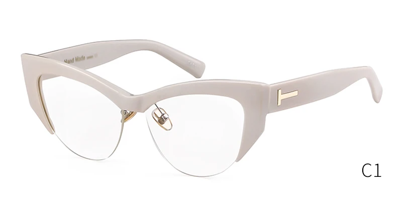 SORVINO ретро солнцезащитные очки "кошачий глаз" без оправы-Женские брендовые современные дизайнерские 90s Прозрачные коричневые очки желтые очки оттенки SP17 - Цвет линз: C1