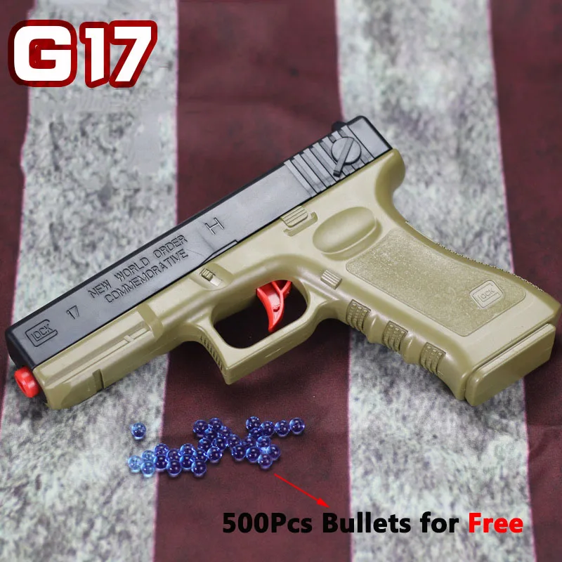 

G17 Soft Water Bullets Toys Gun Plastic Safe Orbeez Gun Weapon Pistol Gunshot with Free 500Pcs Bullets Party Gifts for Kids