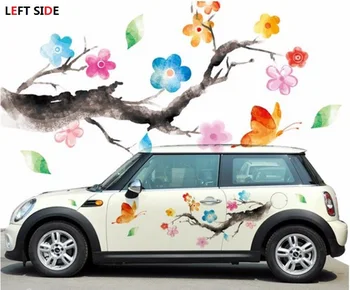 

LEFT SIDE Car Stickers DIY Floral HD Inkjet Engraving Car Sticker Styling Waterproof Accessories Automobile Protective Film