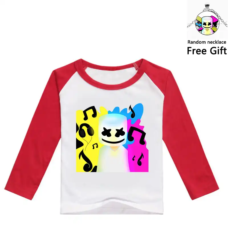 Dj マシュマロおかしい綿の Tシャツ子供の夏の半袖カジュアル服 Marshmellow コスプレ衣装少年少女のためのトップス Aliexpress