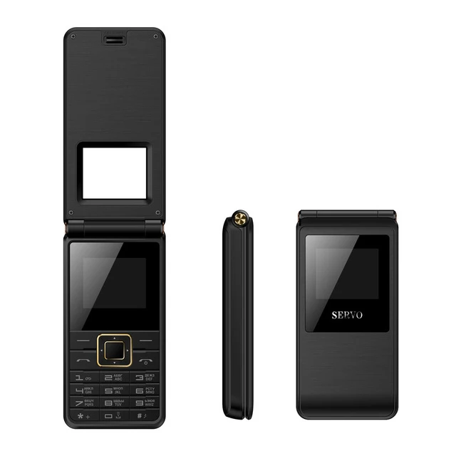 Black SERVO русская клавиатура флип-раскладушка мобильный телефон 1,7" две sim-карты большой шрифт FM MP3 старый человек GSM сотовые телефоны - Цвет: Black