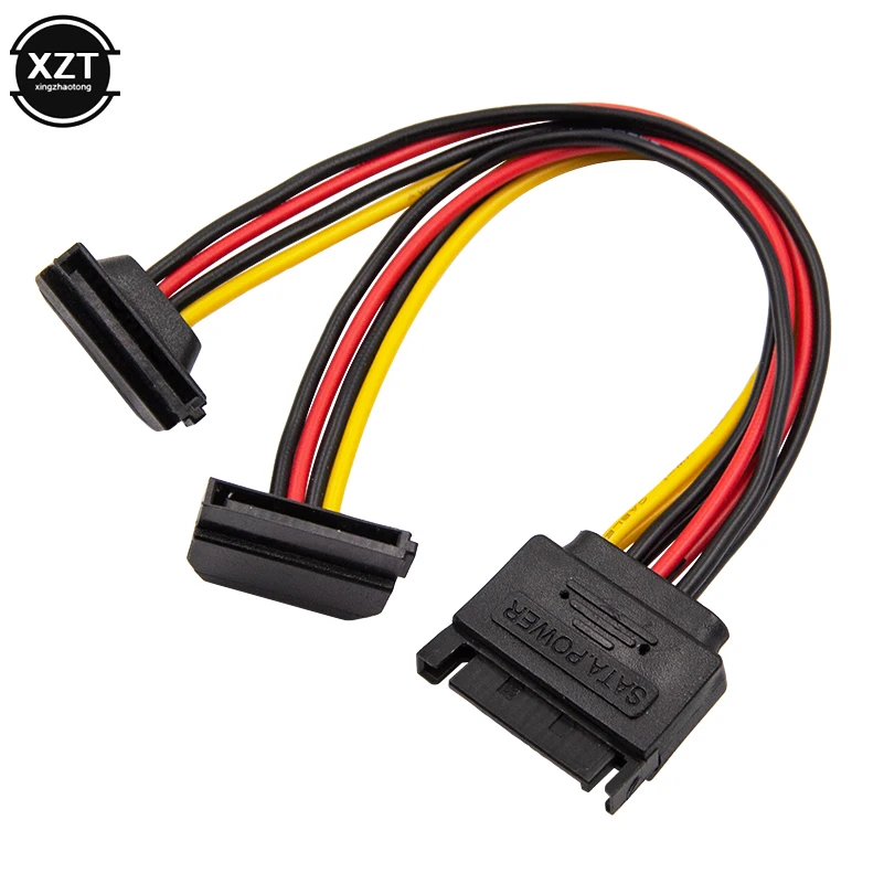 Cable de alimentación de alta calidad, 1 piezas, 90 grados, SATA, 15 Pines, macho a 2x15P, hembra divisor - AliExpress Ordenadores y oficina