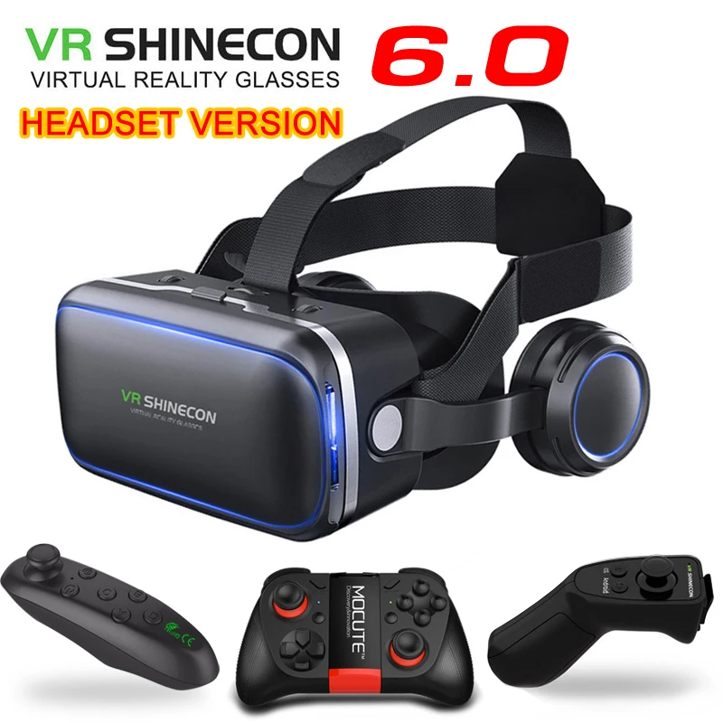 VR shinecon 6.0 гарнитура Версия Очки виртуальной реальности 3D очки гарнитура шлемы смартфон полный пакет+ контроллер