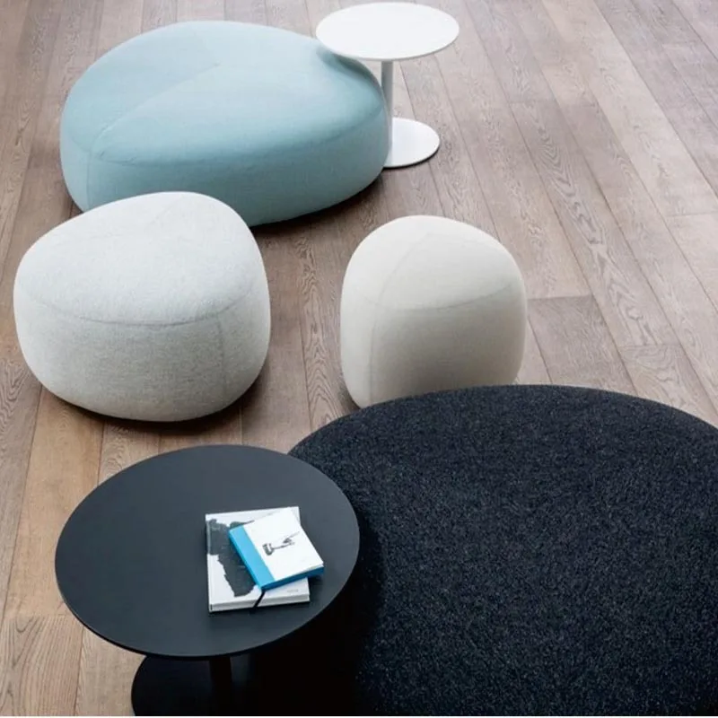 

Creative stool Simple modern living room balcony Fabric sofa small stool Fashion creative cobblestone leisure stool