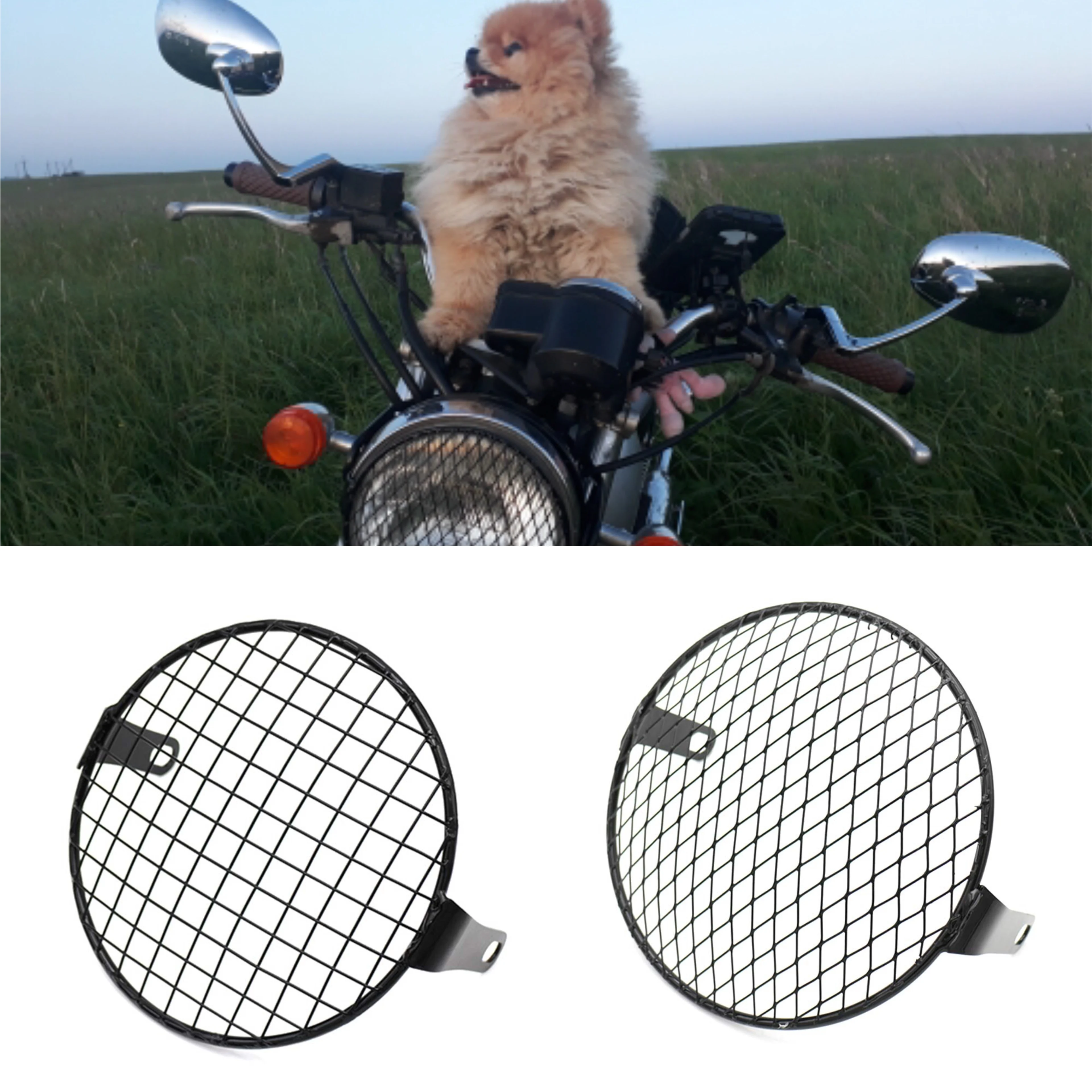 Для Harley Cruiser Chopper Кафе Racer 6 5 ''светодиодные фары для мотоциклов Гриль Крышка