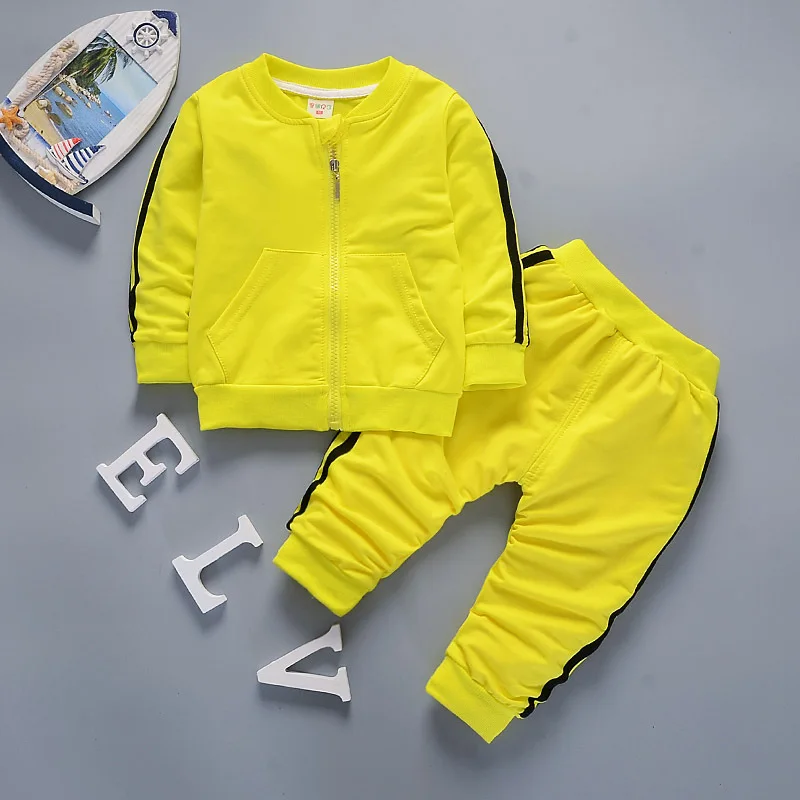 Spring Autumn Baby Boys Girls Cotton Pocket Sport Set Jacket+Pants 2pcs//Sets Tracksuit Toddler Clothing Set Outfits