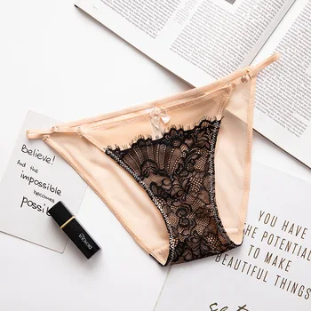 

Women Sexy Panties Lace Lingerie Underwear Lady Underpants Mesh Back Design Breathable Female Briefs With Adjustable Strap Side