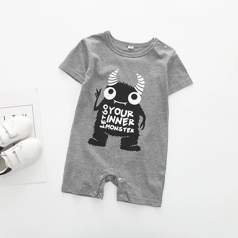 Комбинезон для мальчиков с коротким рукавом и надписью Кот Корова|infant romper|jumpsuit