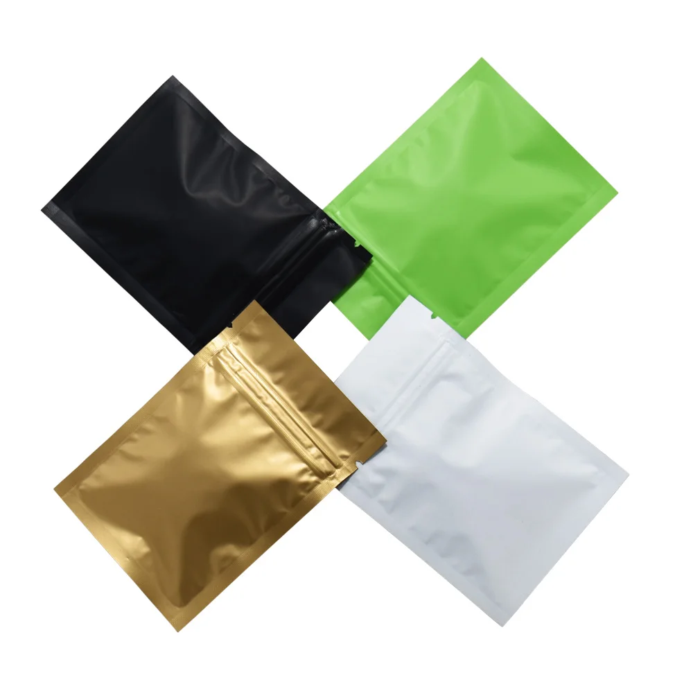 

Black / White / Gold / Green Matte Aluminum Foil Bags Self Seal Ziplock Mylar Packaging Pouches Food Smell Proof Zip Lock Bags