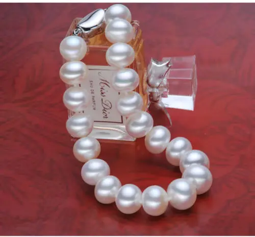 

FREE SHIPPING HOT sell new Style >>>> classic 12-13mm AAA+south sea round white pearl bracelet7.5-8inch silver