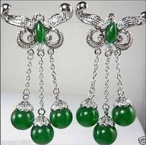 

ry00643 beautiful silver plate green earrings