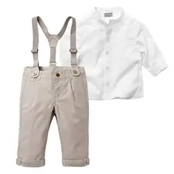 2017 новые модные комплекты повседневной одежды из 2 предметов для мальчиков, топы с длинными рукавами + повседневные длинные штаны на