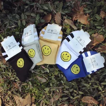 Носки унисекс с рисунком счастливых смайликов; носки в японском стиле Харадзюку; забавные хлопковые носки до лодыжки; calceines; милые модные женские носки