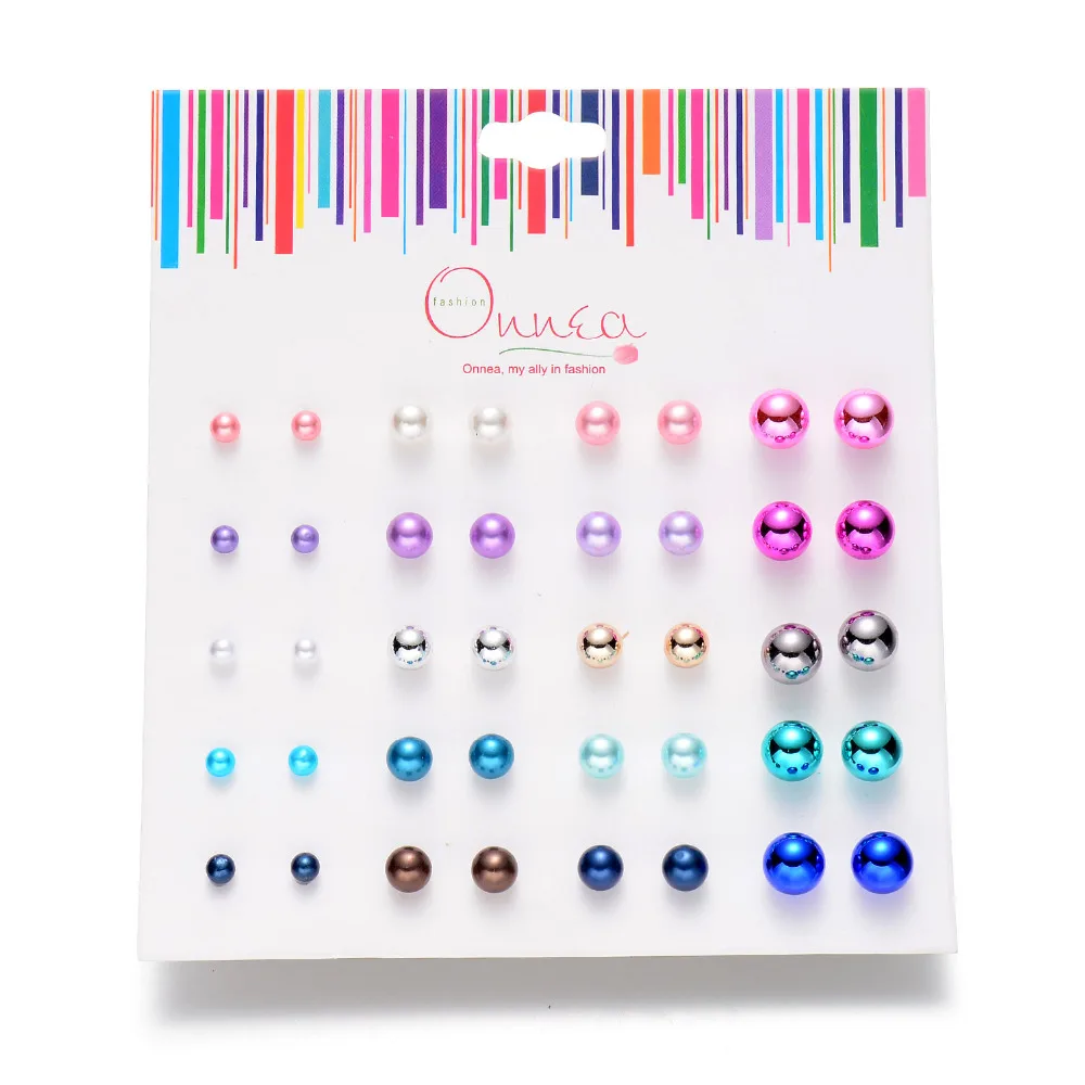 

18pairs/lot Stud Earrings jewelry for women Mix colors cute girls kids earrings Pearl stud earrings for girls accessories