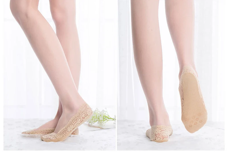 7 пар летних тапочек, носки для женщин, невидимые кружевные носки, тапочки, Meias Femininas, короткие носки для девочек