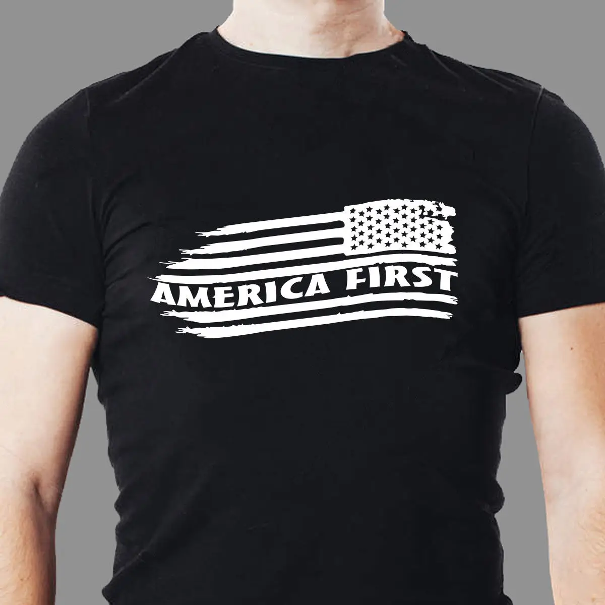 

Made In America Tattered Flag Stars Right Trump 2nd Amendment T Shirt Casual Shirt Tee Mens