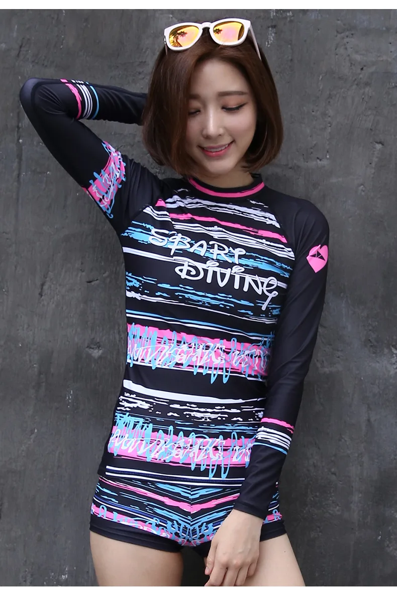 

Women Two Pieces Diving Suit Surfing Rashguard Female Lycra Jellyfish Waterproof Sun Protection Beach Bathing Swim Shirts Shorts