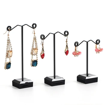 

2017 New Fashion Acrylic Metal Jewelry Display Stand For Tassel Dangle Earrings Rack Stud Displays Holder Exhibitor 3PCS/SET