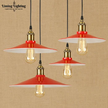

Modern LED Red Iron Pendant Lamp Vintage Hanging E27 Light Loft Style Bar/restaurant Living Room Bedroom Lighting Fixture 220v
