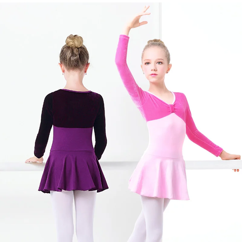 

Velvet Splice Ballet Dress Cotton Velvet Skirted Leotards Girls Toddler Child Ballet Practice Dance Wear