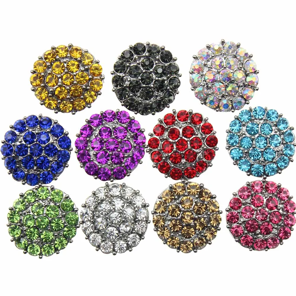 

10pcs/lot 11 color Snap Jewelry High Quality Rhinestone Flower Metal Snap press Buttons for 18mm Snap bracelet Wholesale jewelry