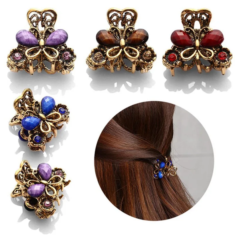 

1 PCs 2018 New Fashion Charming Hair Accessories Retro Butterfly Hairpins Crab Mini Hair Clips For Women Girls Headwear Jewelry
