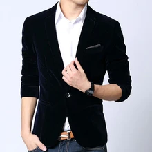 Мужской бархатный модный Блейзер, черный, светло-синий, 4 цвета, приталенный костюм,, весенне-осенняя верхняя одежда, пальто,, костюмы для мужчин