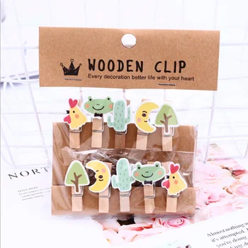 

10Pcs/lot Summer secret Wooden Clip Kawaii Photo Paper Postcard Craft DIY decoration Clips Office Binding Supplies