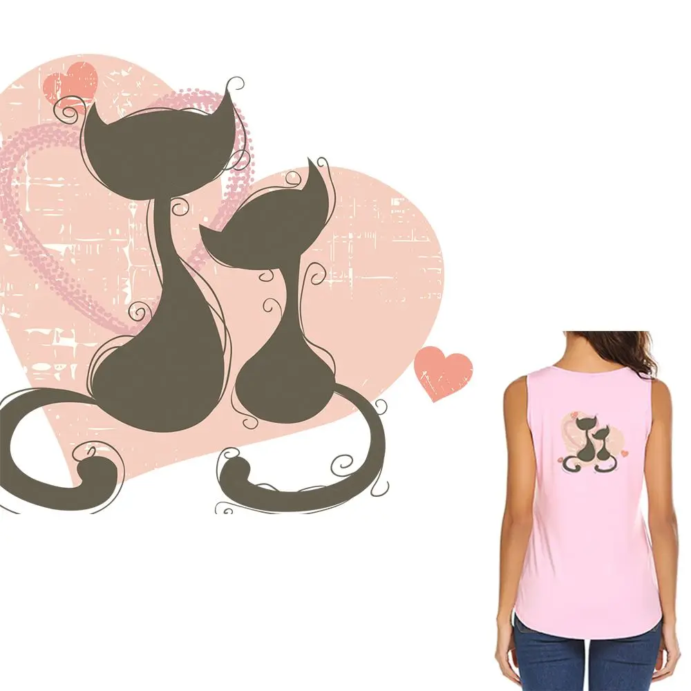 

Cute cats Patches Heat Transfer Iron On Patch A-level Washable Clothes Stickers Easy Print By Household Irons