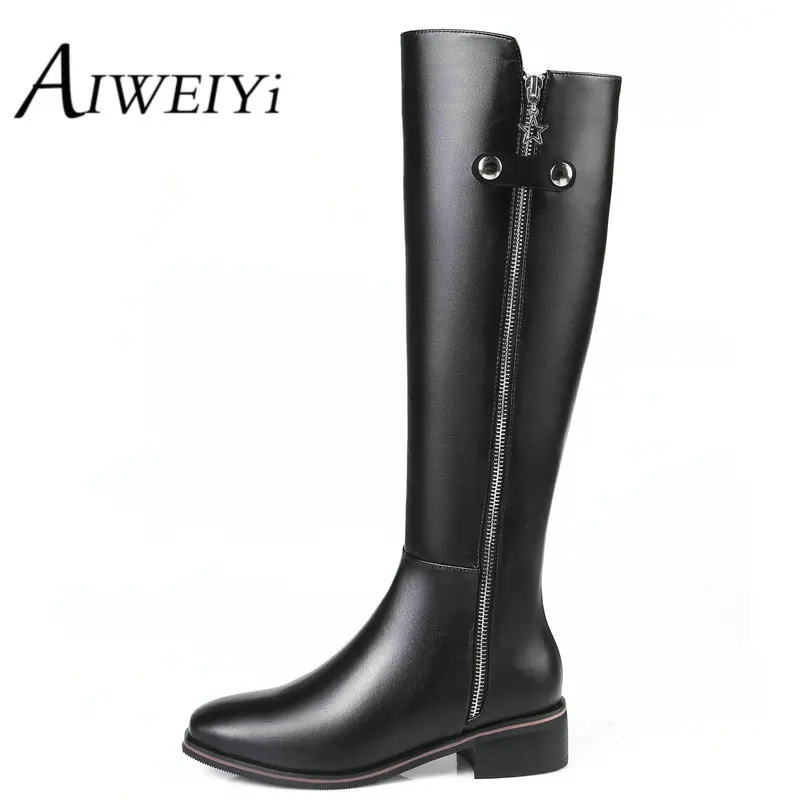 AIWEIYi Russian original design Boots Knee high Platform Boot Genuine