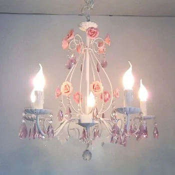 

American Iron Chandelier European garden dining room lighting bedroom warm Princess children room lamps