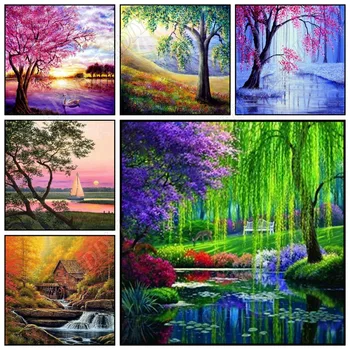 

Diamond-Painting Spring Trees Full Square/Round Diamond Embroidery Scenery Mosaic Kits Wall Arts & Crafts Diamond Painting Plein