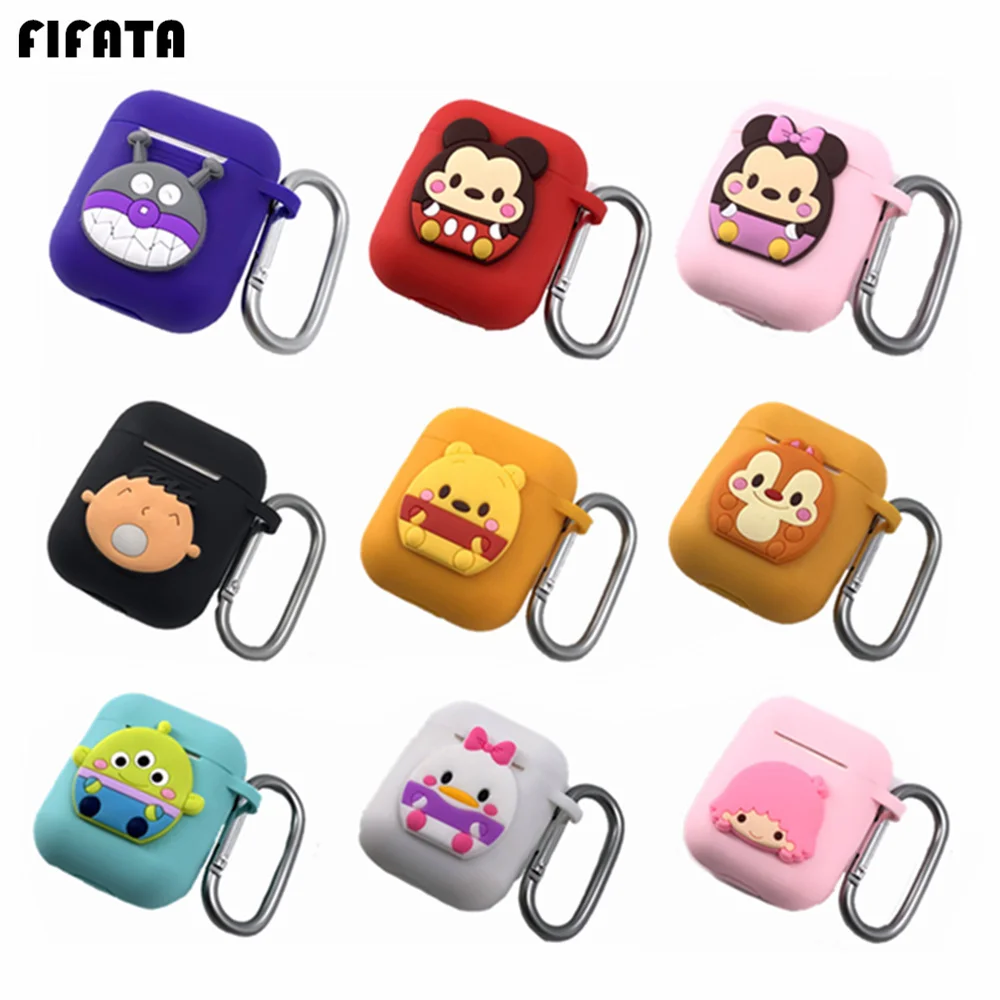 

FIFATA Case Cover For Apple AirPods Bluetooth Wireless Earphone Cute Cartoon Protective Cover Silicone Charging Headphones Cases