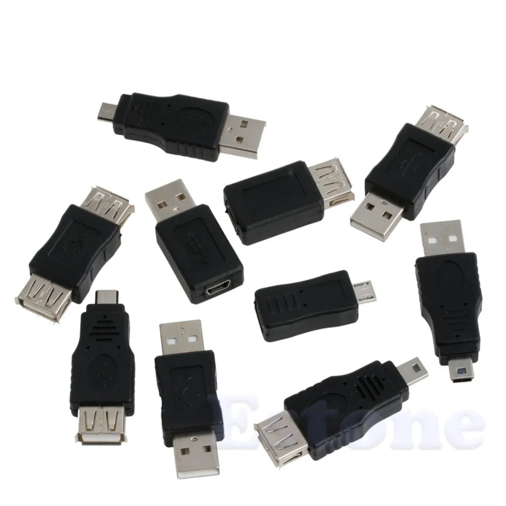 

10pcs/lot 5 pin F/M mini Changer Converter Adapter USB Male to Female Micro USB