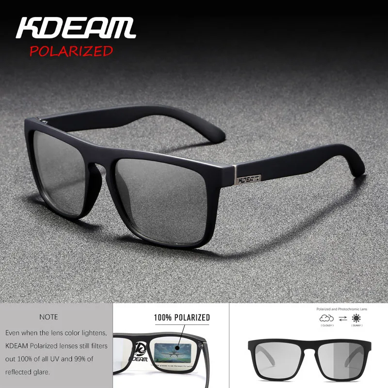 Новое поступление KDEAM фотохромные и поляризационные солнцезащитные очки мужские Квадратные Солнцезащитные очки женские gafas de sol металлические шарниры UV400 KD156-C10