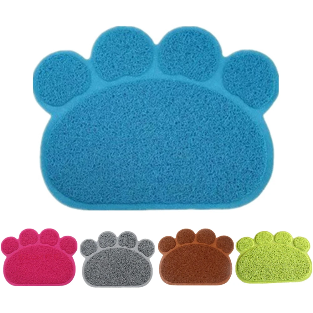 New Paw Print Dog Cat Litter Mat Puppy Kitty Dish Feeding Bowl Placemat