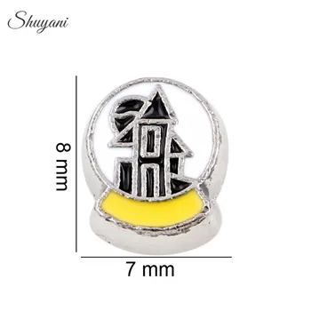 

F540 Wholesale 20pcs/lot Alloy Crystal Ball Charms Silver House Floating Locket Charms for Glass Locket Christams Gifts