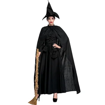 

All Black Evil Pretty Adult Wicked Witch Halloween Costume