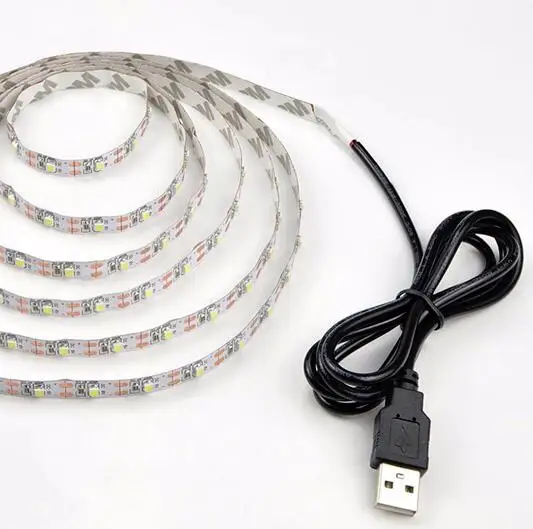 LED Night Light String DC5V USB Port Cable 50CM 1M 2M strip lamp SMD 3528 for TV 