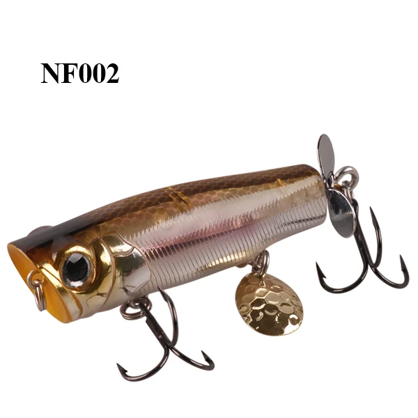 TAF Quality Popper Fishing Lure 7cm 12.2g 6 Colors Artificial Hard Bait with Sequin Wobblers VMC Treble HooksABS Plastic Lure - Цвет: NF002