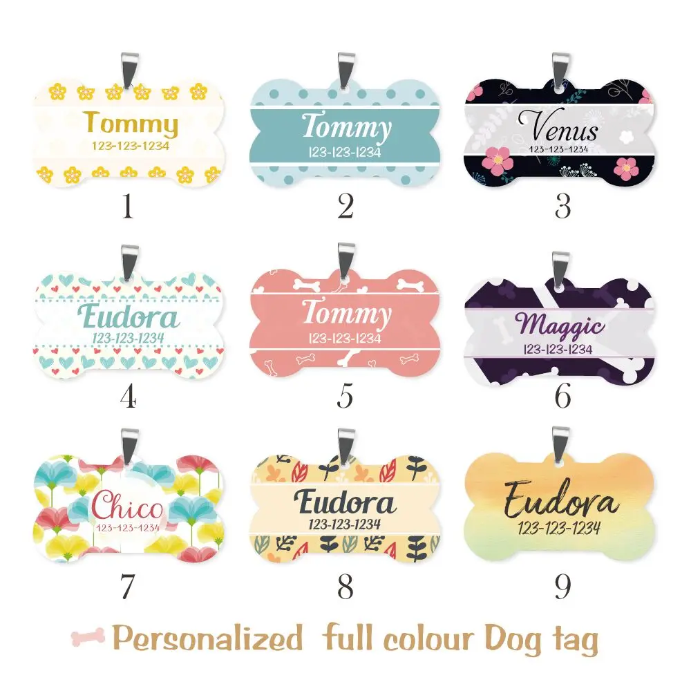 

MYLONGINGCHARM Personalized Dog ID Tag Stainless Steel Customized Engraved Pet Name Birthday Phone No. and Gender 21x40mm