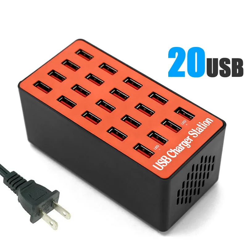 

USB Smart Charger USB Output 5V High Power Fast Charging Station 20 Ports USB Hub Universal For Tablet Laptop Smartphone Camera