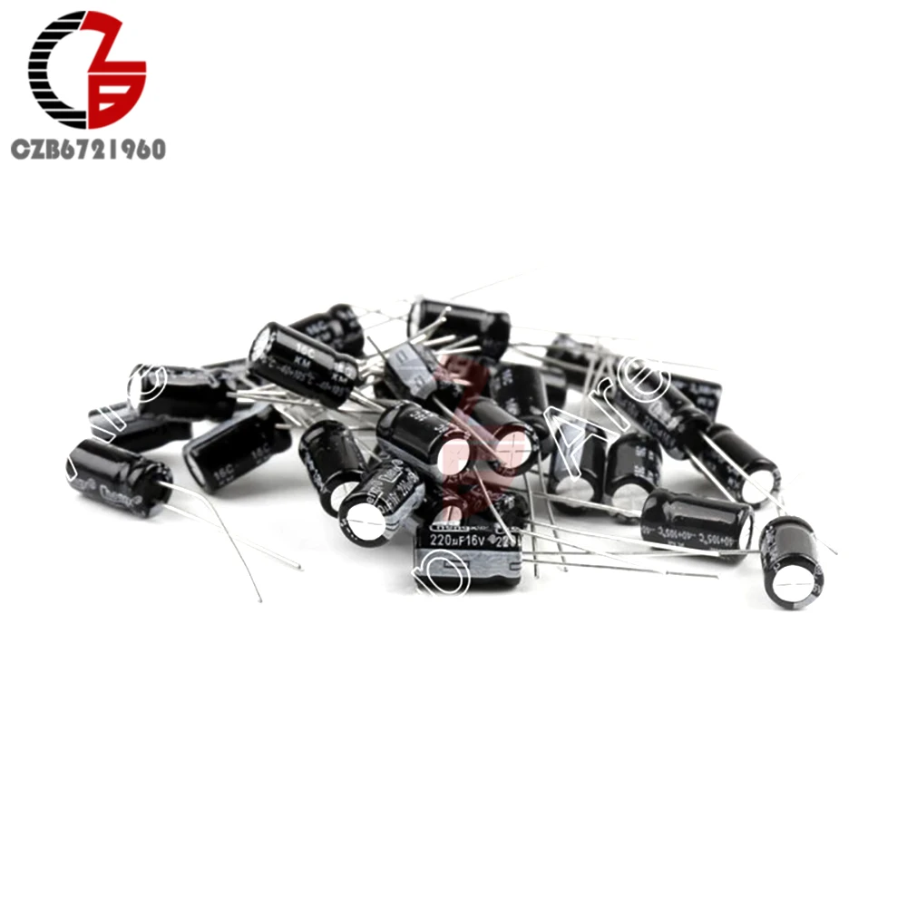

50Pcs 220uF 16V 105 Celsius Radial Electrolytic Capacitor 6x7mm