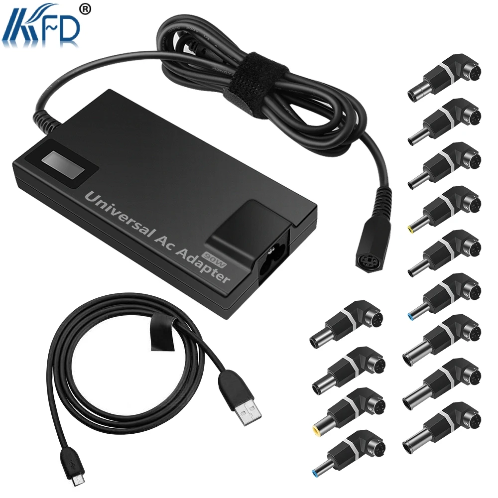 

KFD 15-20V 90Wmax Ultra Slim Universal Laptop Notebook AC DC Adapter With LCD display, Universal Laptop Charger 5V2A UBS port