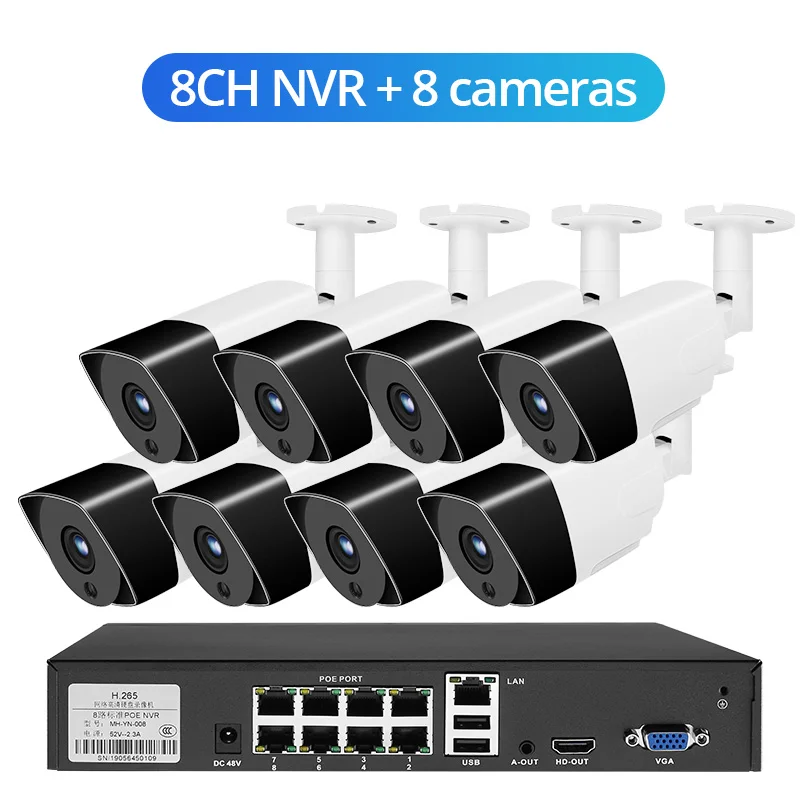 Weтранс CCTV камера системы IP 8CH 3MP H.265 аудио запись видео наблюдения комплект камеры безопасности Onvif P2P HD Открытый POE NVR комплект - Цвет: 8CH NVR 8 cameras