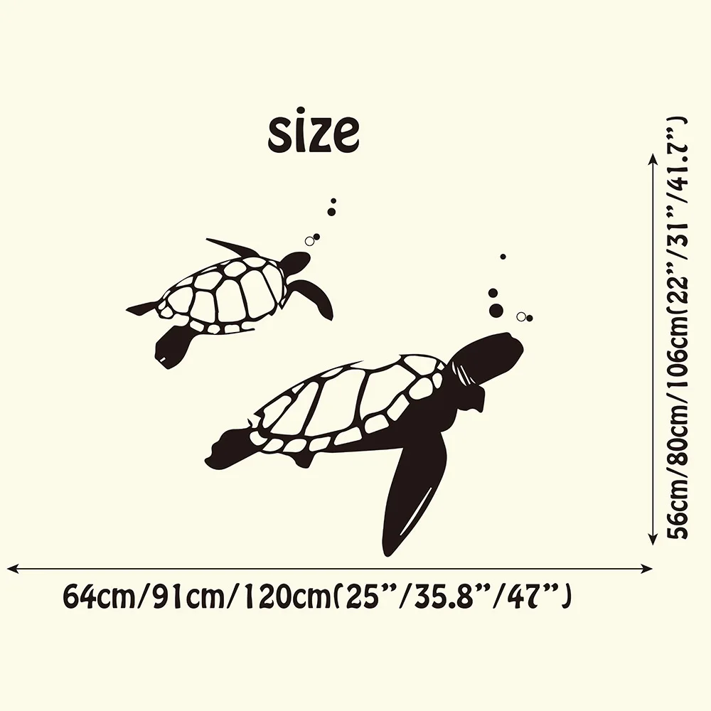 Cartoon Swimming Turtle Wall Sticker Baby Nursery Kids Room Bedroom Underwater Ocean Fish Animal Wall Decal decoration Vinyl (3)