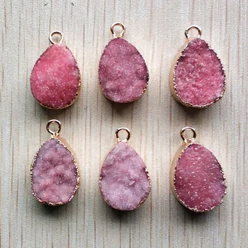 

Wholesale 6pcs/lot fashion natural pink crystal water drop shape pendants for DIY necklace jewelry making free