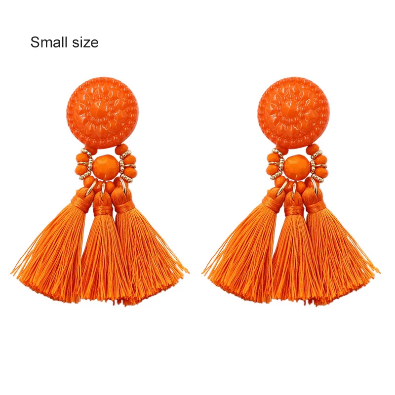 Модные женские маленькие тканевые серьги с кисточками, Boho ювелирные изделия ручной работы, Aretes De Mujer Boucle D'oreille Femme, летние серьги с бахромой - Окраска металла: small-Orange